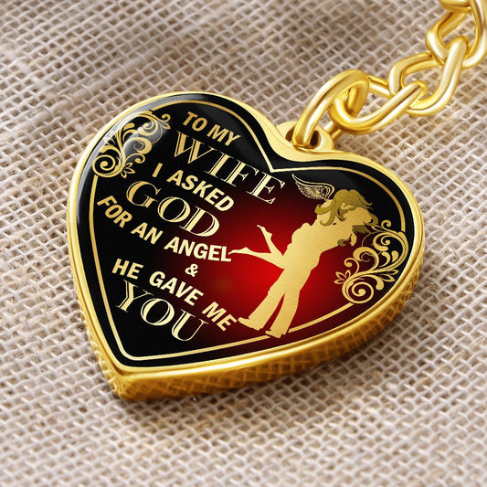 You Are My Angel | Heart Pendant Keychain | Gift for Wife | Valentines Day Gift