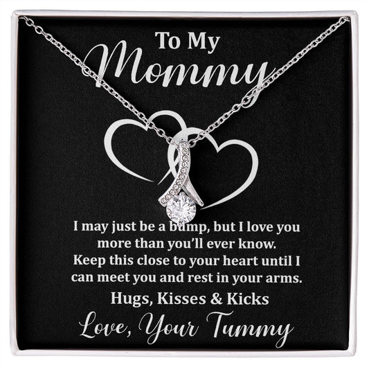 To My Mommy Mom to Be Baby Feet Alluring Beauty Necklace, Baby Shower Gift, Expecting Mother Pregnancy Gift