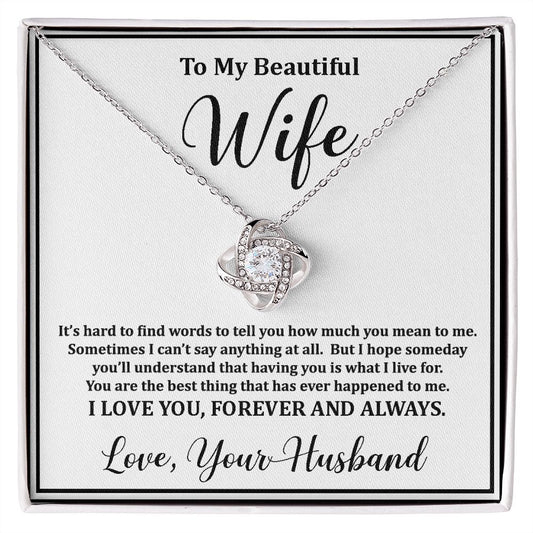To My Wife Love Knot Necklace, Anniversary Gift, Birthday Gift, Mother's Day Gift