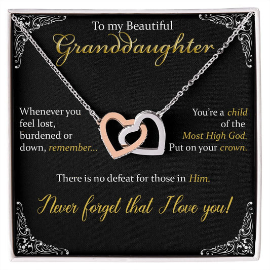 PUT ON YOUR CROWN GRANDDAUGHTER | INTERLOCKING HEARTS NECKLACE | BLACK